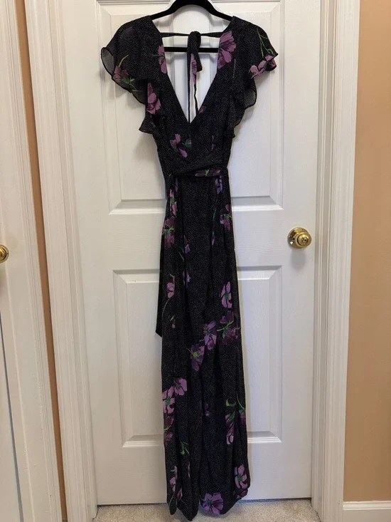 NWT Urban Outfitters Gratilda Ruffle Sleeve Backless Jumpsuit - Picture 7 of 11